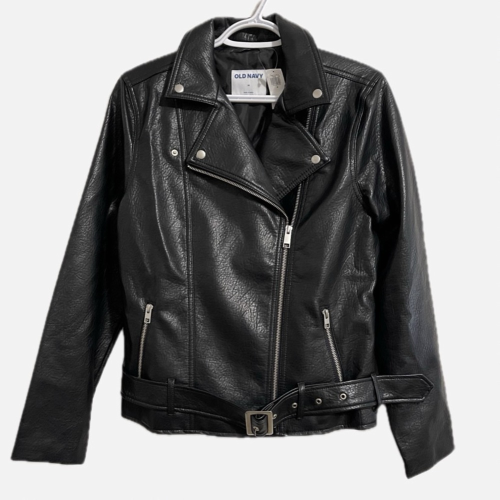 Old Navy Women's Black Faux Leather Moto Jacket